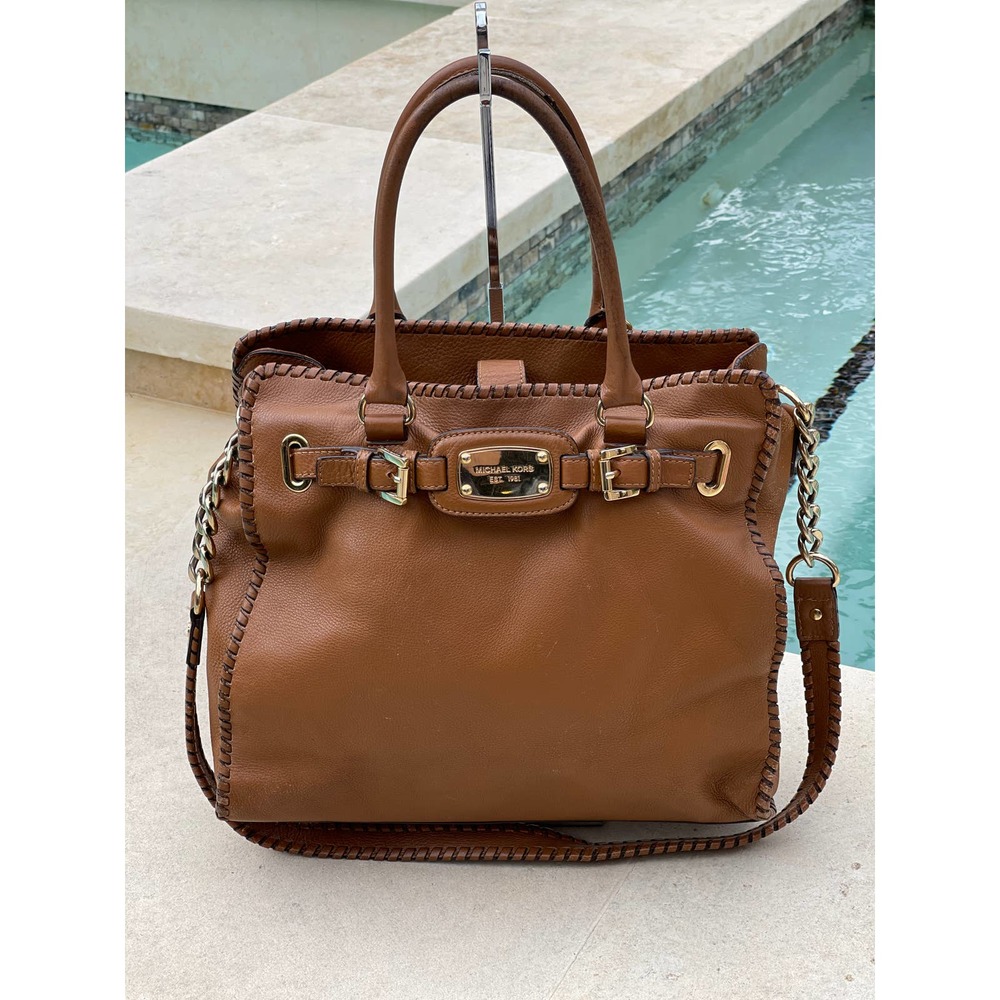 Michael Kors Hamilton Large Brown Leather Satchel/Crossbody